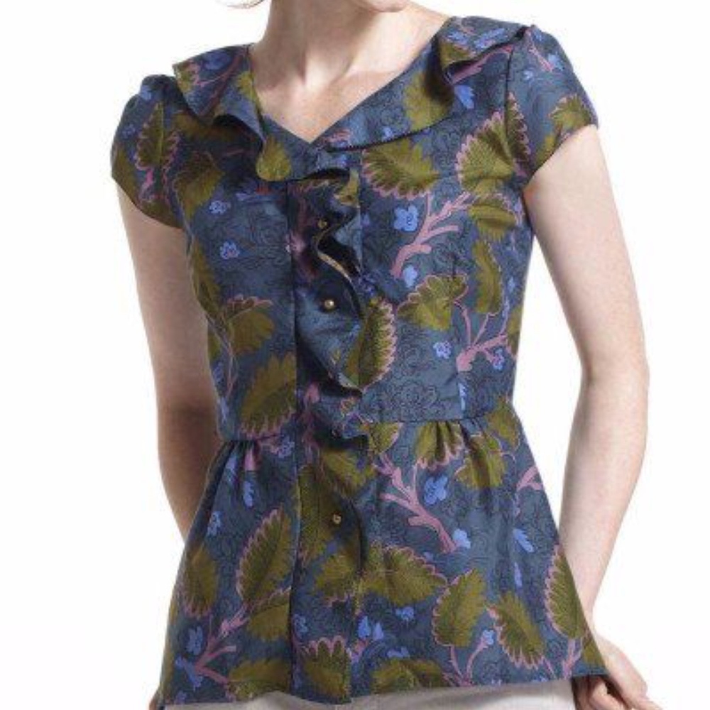 Vanessa  VIRGINIA anthropologie top 0 xs floral blouse